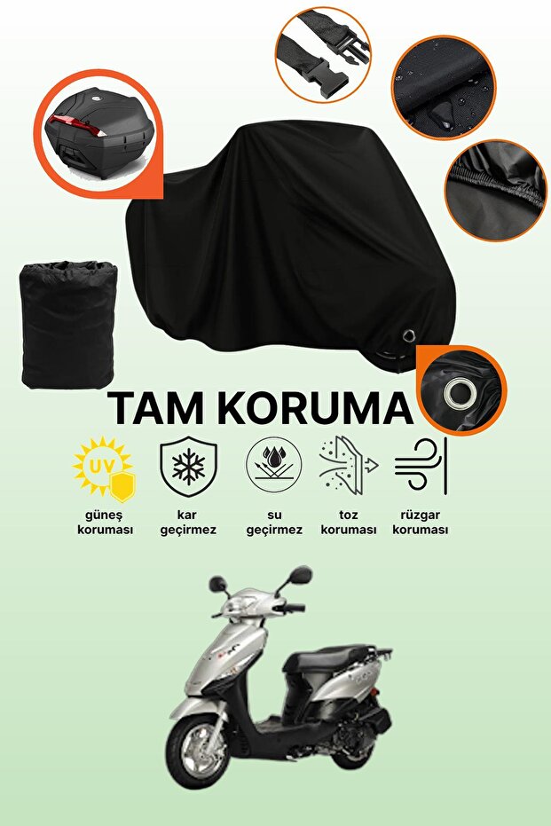Black Rear Bag and Lock Compatible Kuba Cargo Compatible Motorcycle Tarpaulin