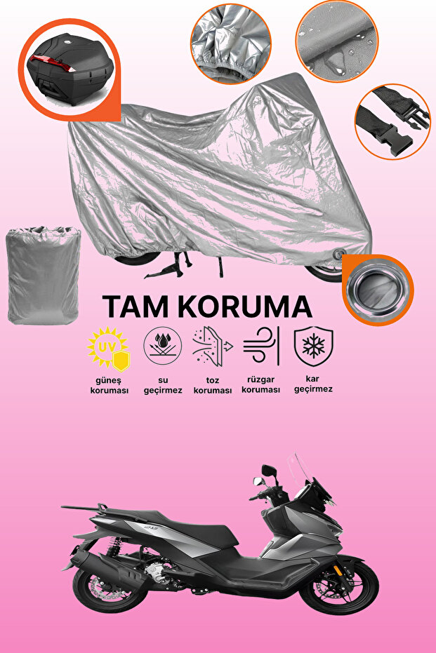 Gray Rear Bag and Lock Compatible Voge Sr3 Compatible Motorcycle Tarpaulin