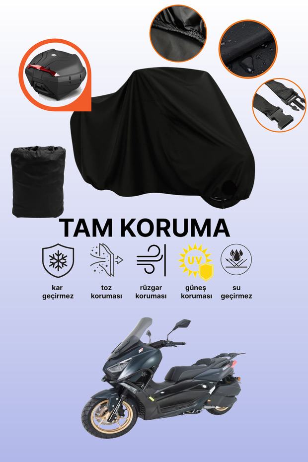 Arora Max-T Compatible Motorcycle Tarpaulin Compatible with Black Rear Bag