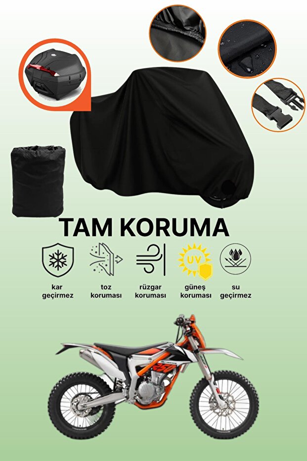 Black Rear Bag Compatible with Ktm 250 F Freeride Compatible Motorcycle Canvas