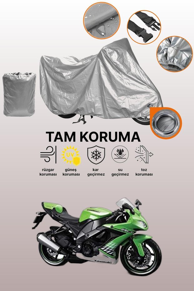 Gray Compatible with Kawasaki Ninja Zx-10R Compatible Motorcycle Tarpaulin