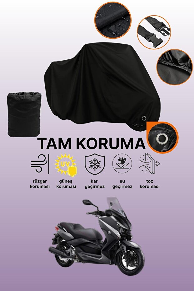Black Compatible with Lock Yamaha X-Max 250 Abs Compatible Motorcycle Tarpaulin