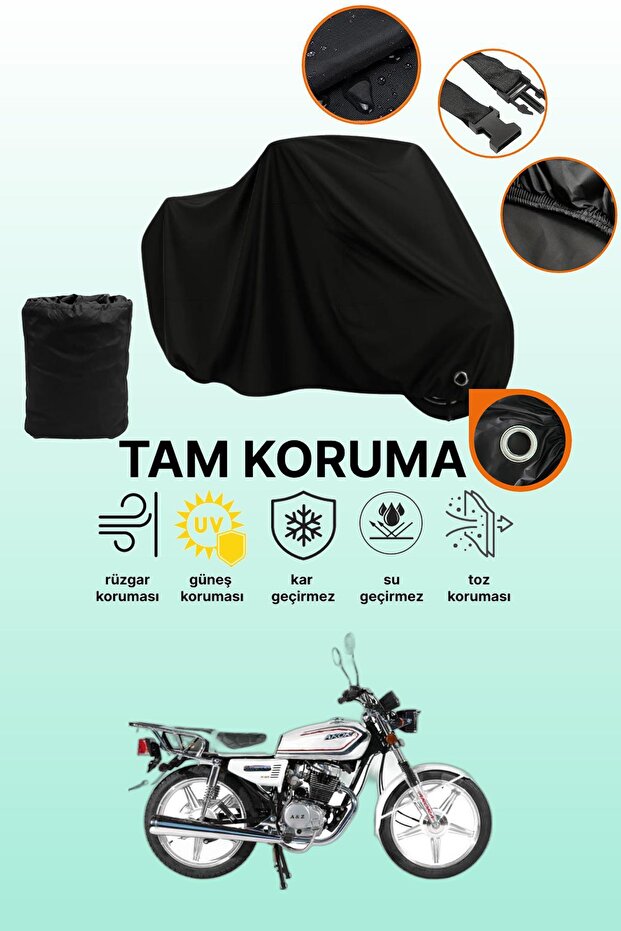 Black Compatible with Lock Arora Ar 100-8 Classic Steel Compatible Motorcycle Tarpaulin