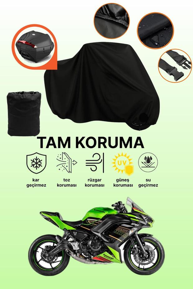 Motorcycle Tarpaulin Compatible with Black Tail Bag Compatible with Kawasaki Ninja 650