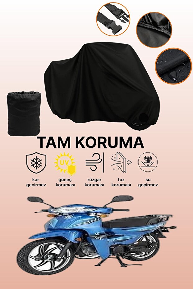 Black Rear Bag and Lock Incompatible Bisan Shoppy 50 Compatible Motorcycle Tarpaulin
