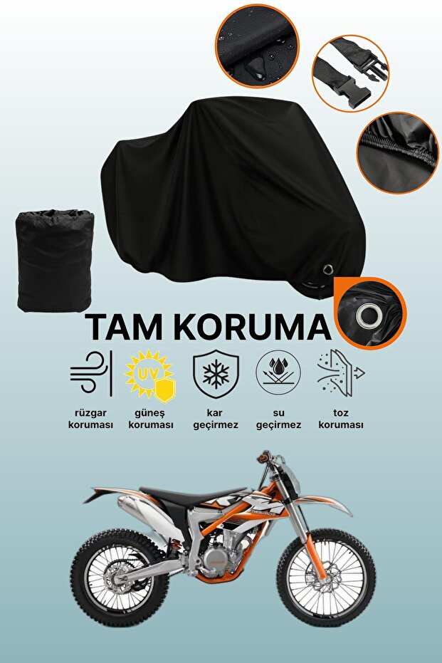 Black Compatible with Lock Ktm 350 Freeride Compatible Motorcycle Tarpaulin