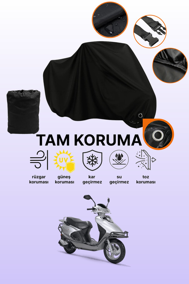 Rks Spontini 110 Compatible Motorcycle Tarpaulin Compatible with Black Lock