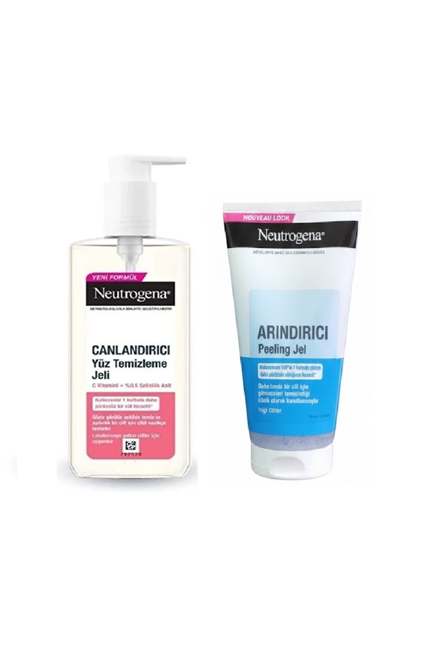Revitalizing Facial Cleansing Gel 200 ml - Purifying Peeling Gel 150 ml Set of 2