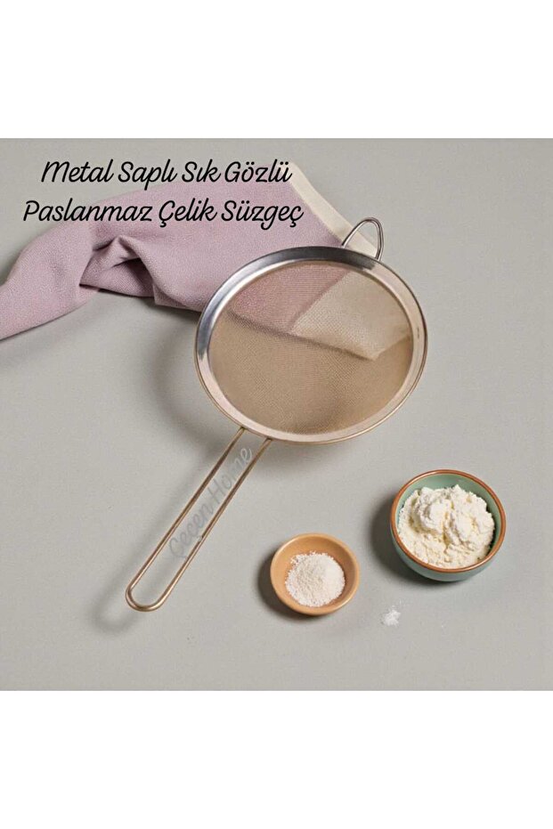1 Piece Metal Handle Fine Mesh Stainless Steel Strainer (28.5 cm - Small Size)