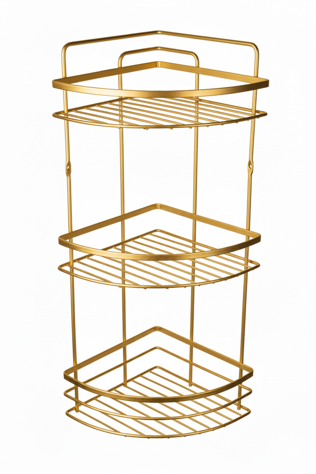 3-Tier Bathroom Shower Corner Shelf Gold Color