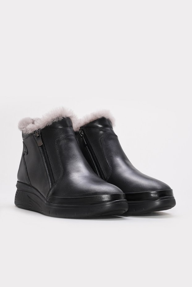 Black Fur Inside Genuine Leather Thermo Sole Zipper Quality Style Women Boots Tg0941111261