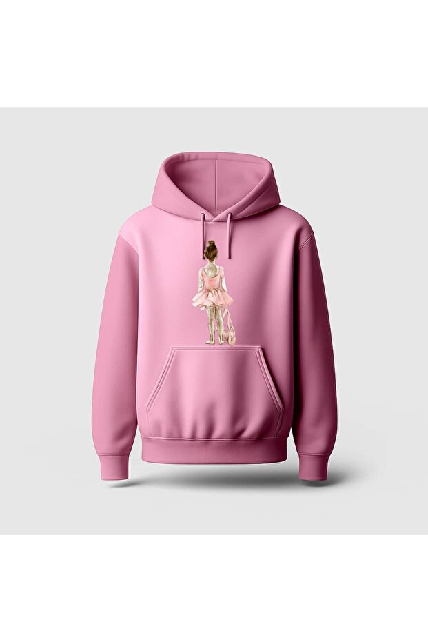 Pink Ballerina Printed Hoodie Sweatshirt