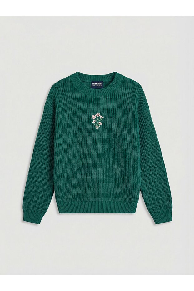 Sparkling Choices from Shining Store Zero Roba Collar Embroidered Girls' Knitwear Sweater