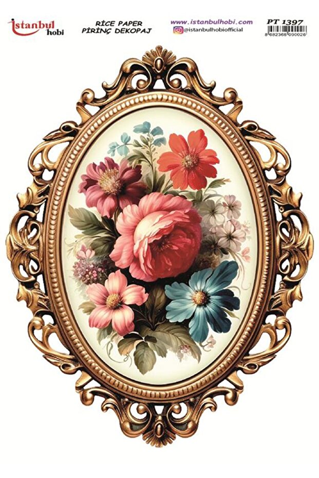 Rice Decoupage Paper 30X42Cm Pt-1397 Flowers