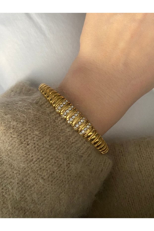 Limited Edition - Zircon Stone Steel Non-Tarnish Women's Bracelet Cuff