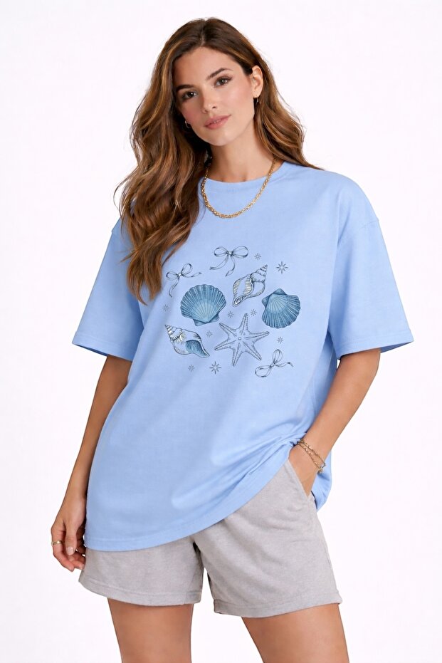 Unisex Colorful T-Shirt with Sea Shell Print