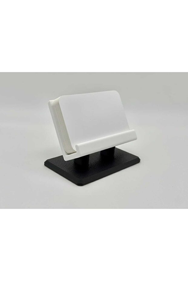 Modern Minimalist Desktop Business Card Holder - 3D Design Office Stand - Black and White