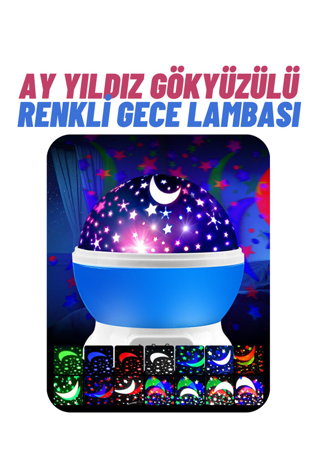 360 ° Rotating Projection Colorful Light Night Lamp Reflecting Moon and Starry Sky