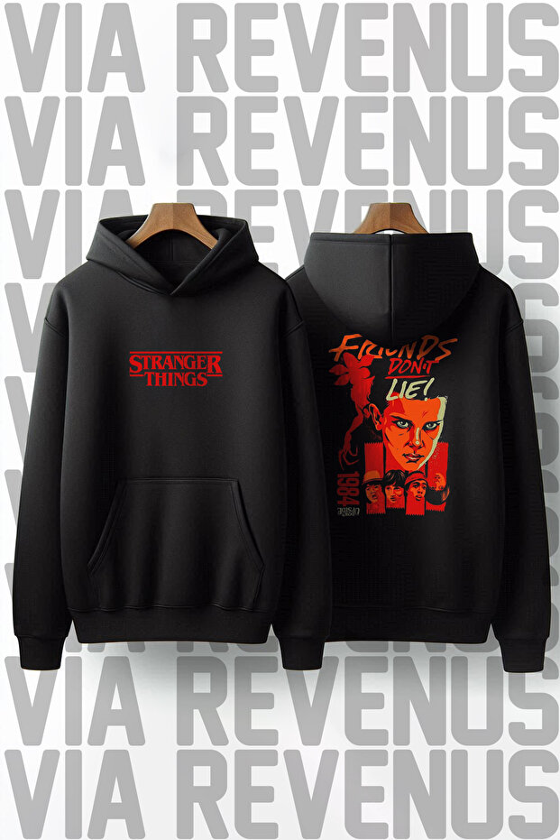 Stranger Things Friends Printed Unisex Oversized Hooded Sweatshirt Special Design Hoodie