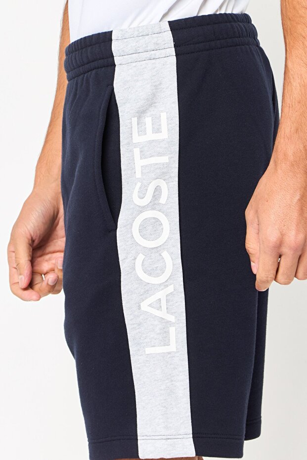 Men Brand Logo Basic Shorts, Navy - 3