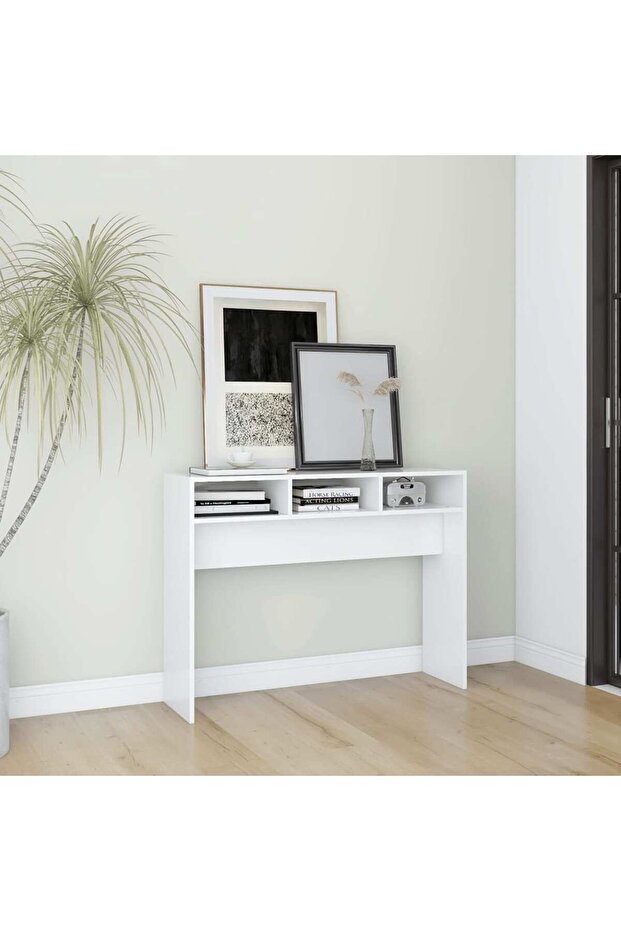 Console Table White 105x30x80 cm Engineered Wood