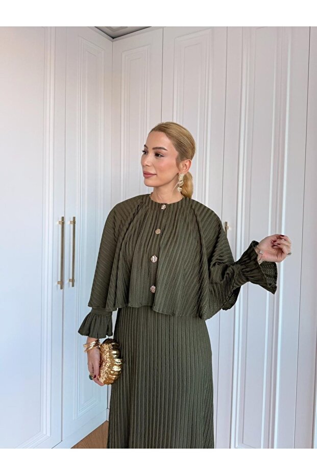 ADİLE Parlak Efektli Örme Triko Elbise - 2