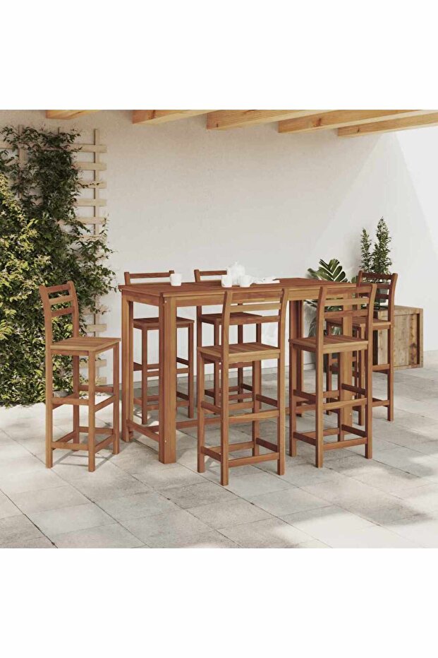 Bar Table | Natural wood | Solid acacia wood | 150x70x105 cm | Durable