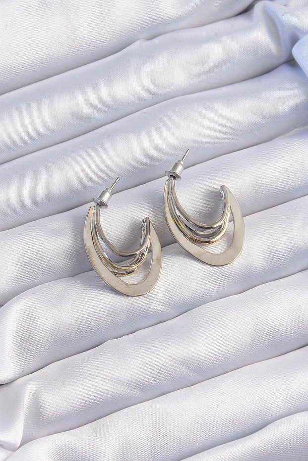 Brass Gold Silver Rkli Flat Plate Hoop Earrings