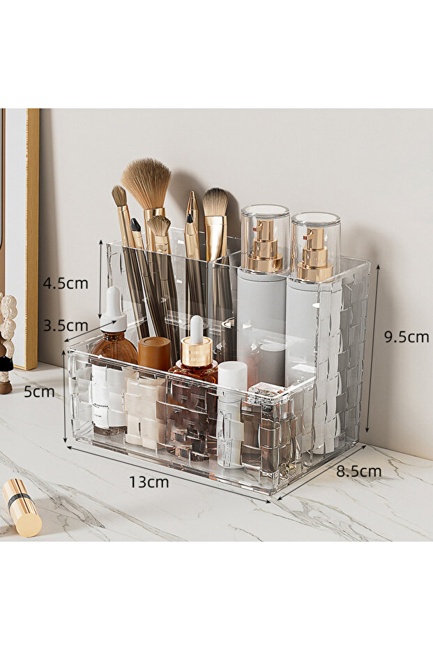 Clear Transparent Desktop Storage Box Light Luxury Multi-grid Makeup Organizer Box Large Capacity Co
