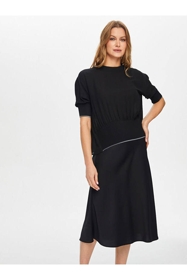 Knitwear Banded Skirt Pleated Detailed Blouse