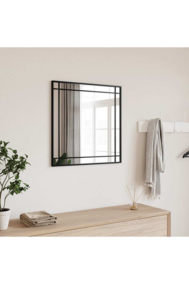 Wall Mirror Black 60x60 cm Square Iron