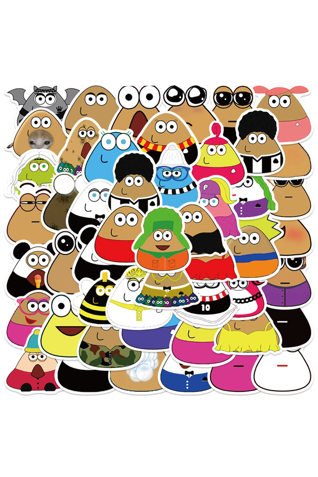 MULTICOLOR 50Pcs Funny My Pet Alien Pou Stickers Pou DIY Stickers Scrapbooking Phone Luggage Skatebo