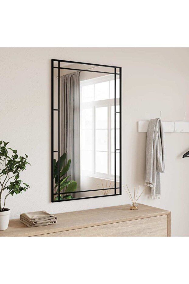 Wall Mirror Black 60x100 cm Rectangle Iron