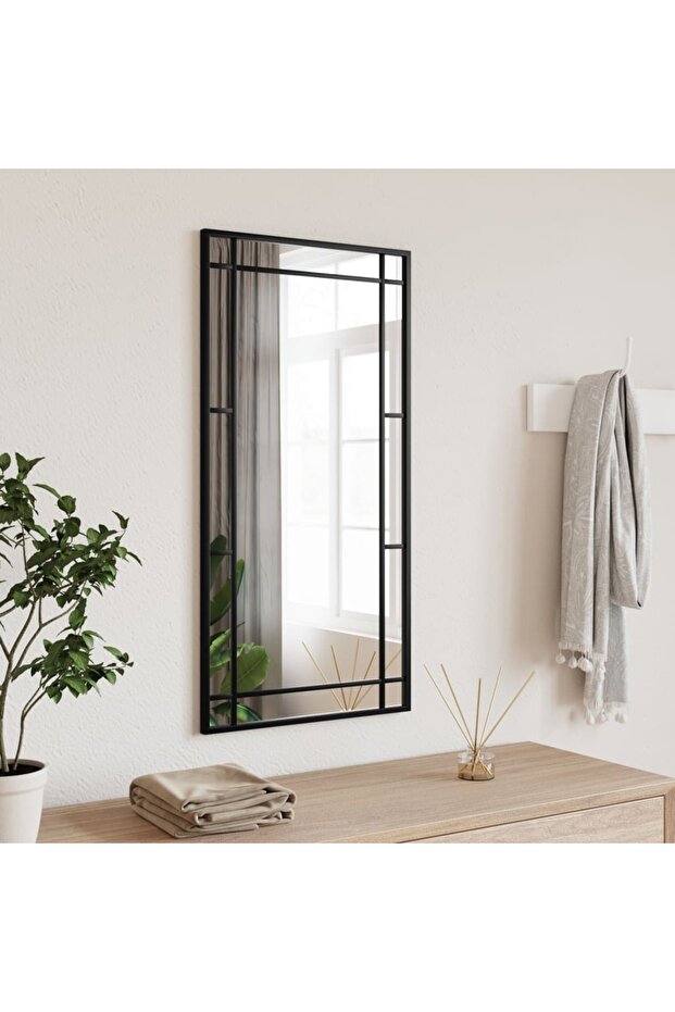 Wall Mirror Black 40x80 cm Rectangle Iron