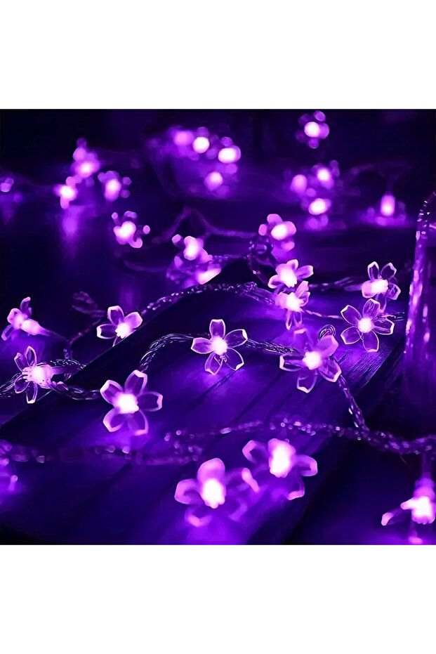 10M80LED PURPLE 1pc 10M 80LED Cherry Blossom Flower String Lights With 8 Lighting Modes USB Powered