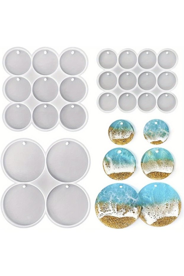 1set 32 holes set of 2 ‘, 1.75 ’, 1.5 ‘, 1.25’ round grip moulds, magnet moulds, round keychain resi
