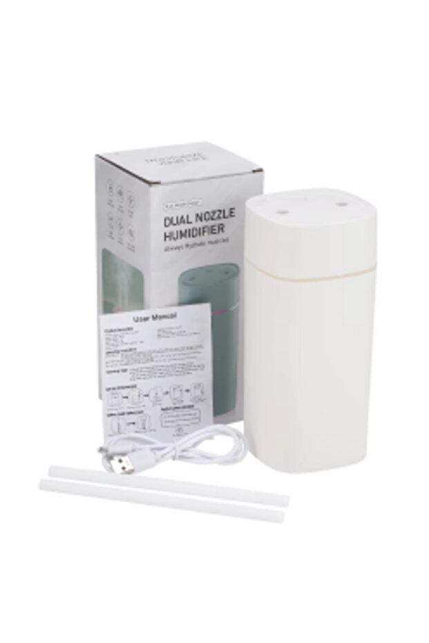 White Creative Dual Nozzle Humidifier Desktop Home Bedroom Car Aromatherapy Silent Air Humidificatio