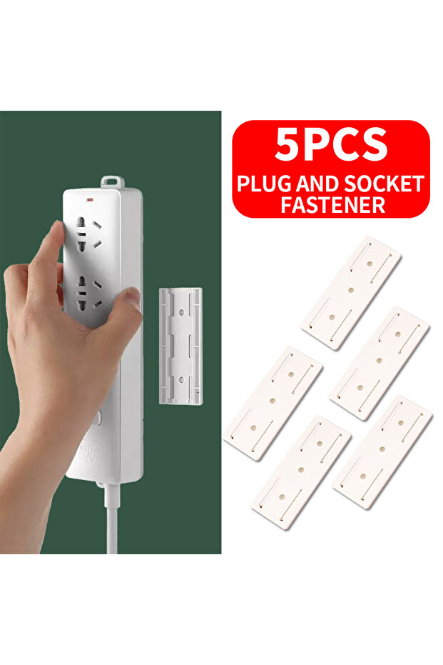 5PCS WHITE 10pcs/5pcs self-adhesive power sket strip holder, wall mounted self-adhesive flush free p