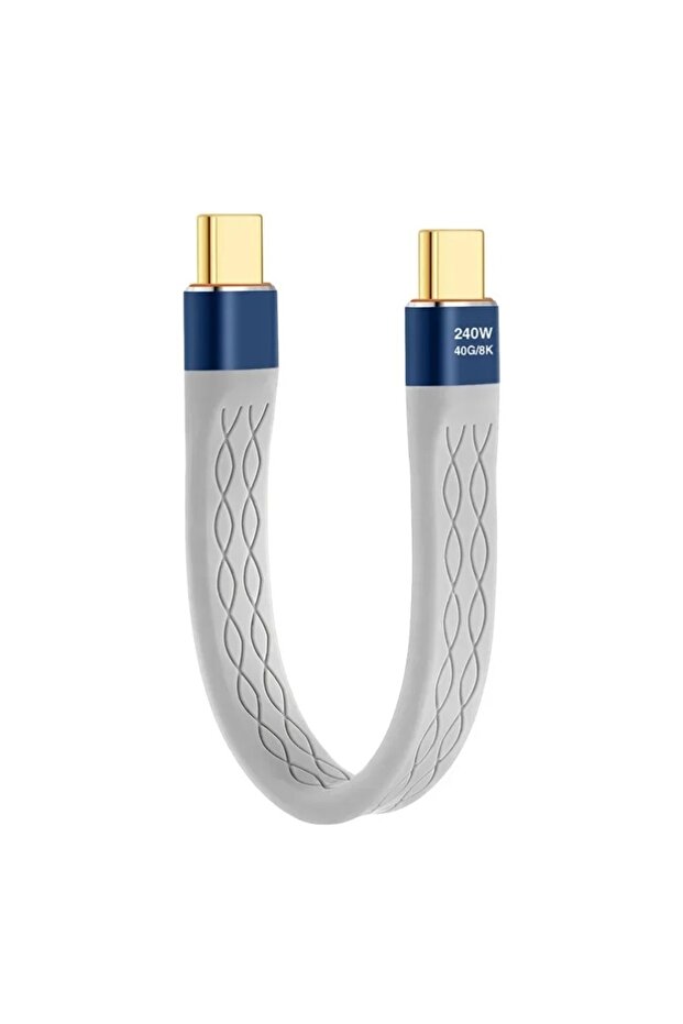 13cm(0.42ft) 240W USB4 Cable Flat Cable Short USB C to USB C 240W Fast Charge 40Gbps 8K Video FPC Fl