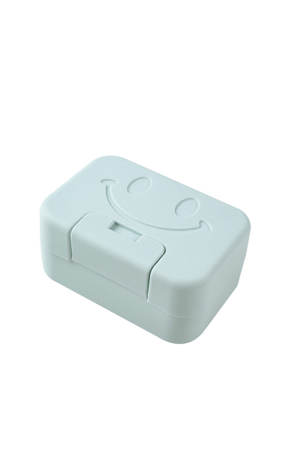 Blue 1pc Soap Dish Non-punch Household Cute Soap Dish with Lid, Expression Detail Soap Dish Contain