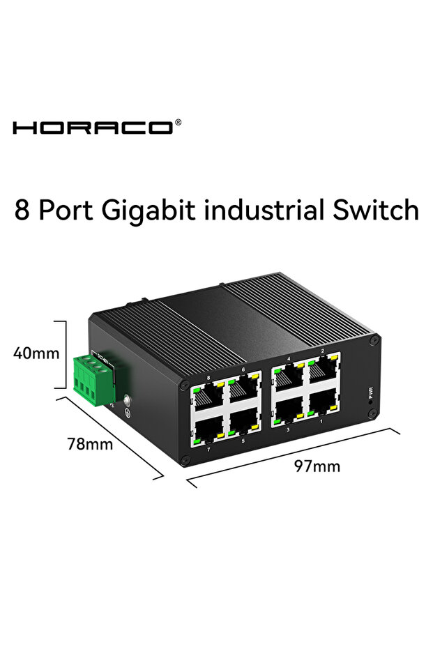 ZX-SG08i HORACO 8 Port Gigabit Industrial Switch 1000Mbps industry Network Ethernet Switch DIN Rail