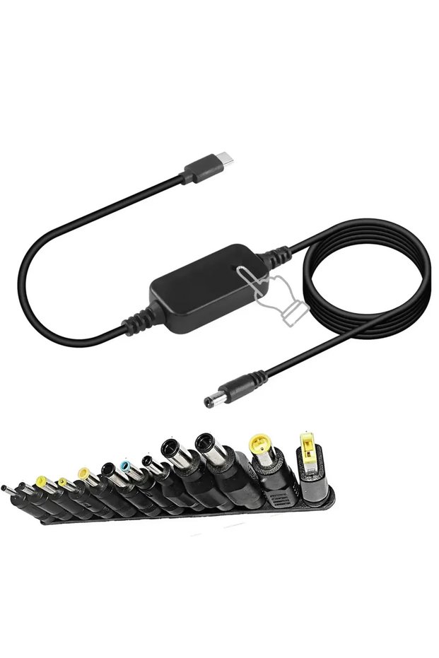 Cable 12pcs Adapter 5-20V Adjustable Voltage PD Fast Charging Cable, Type-C to DC 5.5x2.1mm Power Ad
