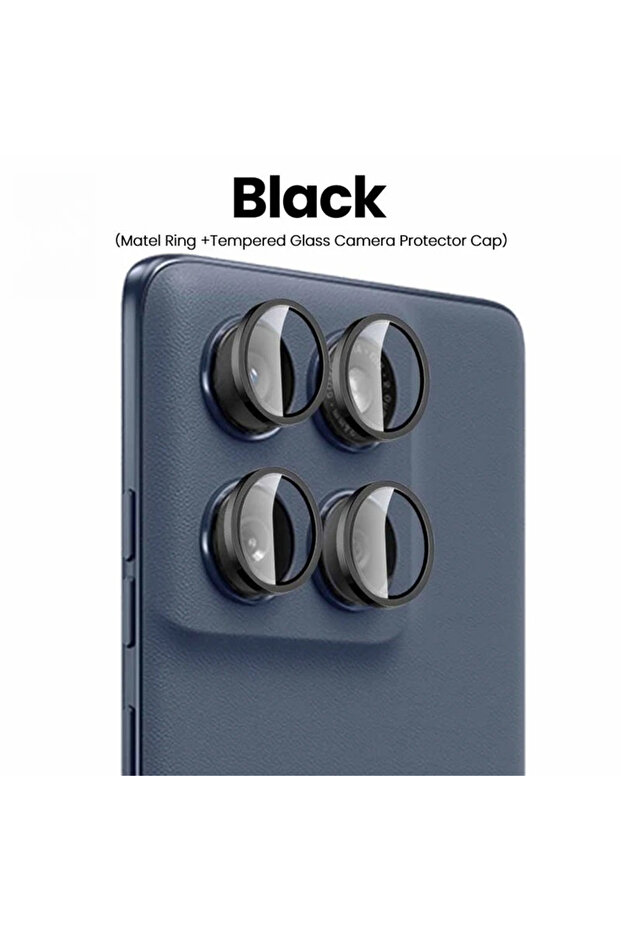 For Edge 60 Fusion Black Edge60Fusion Metal Ring Camera Protector Cap for Edge 60 Fusion 9D Tempere