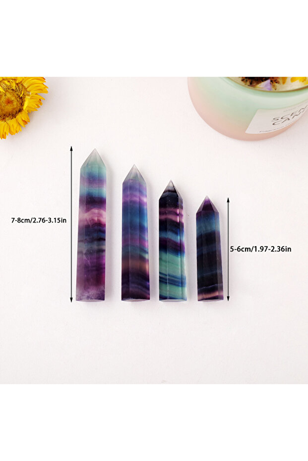 7-8cm Rainbow Fluorite 1PC Natural Crystal Rainbow Fluorite Point Reiki Healing Stone Hexagonal Pris