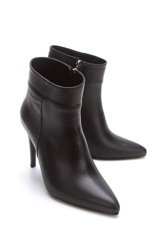Women's Genuine Leather Stiletto Heeled Boots 5123 Black
