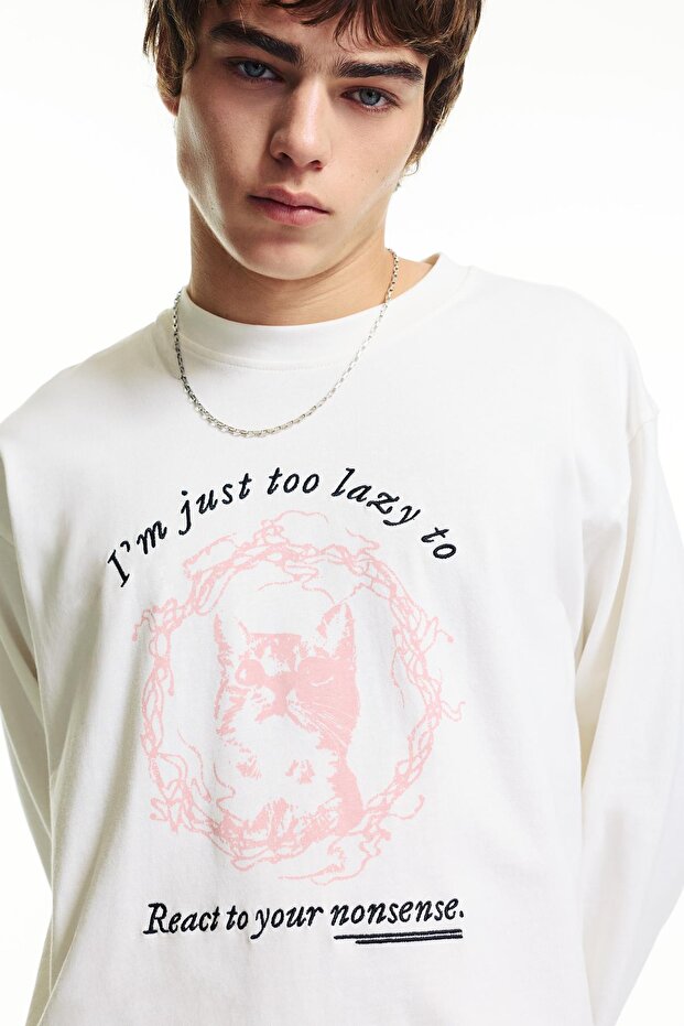 Kedi grafik baskılı t-shirt - 4