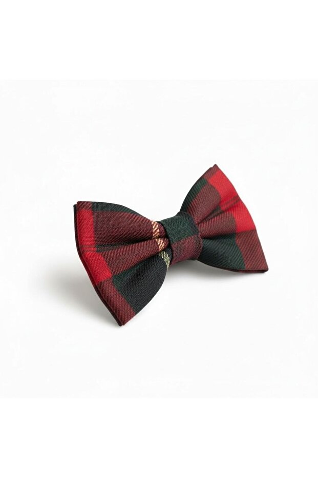 Boy's Plaid Bow Tie Burgundy Green – Special Day & Holiday Accessory