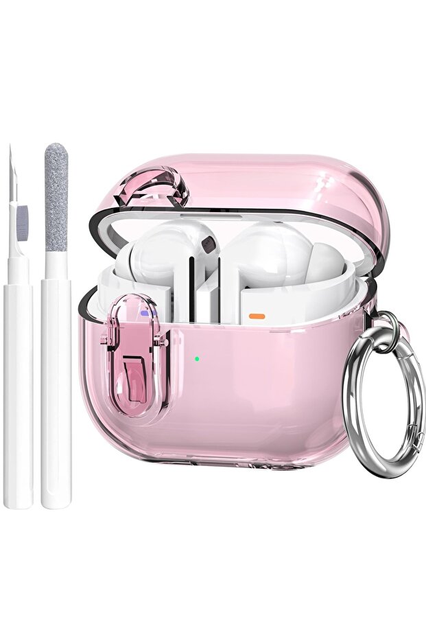 For Buds 3 FE Clear Pink with Pen for Buds 3 FE Case Cover with Cleaning kit Soft TPU Protective H