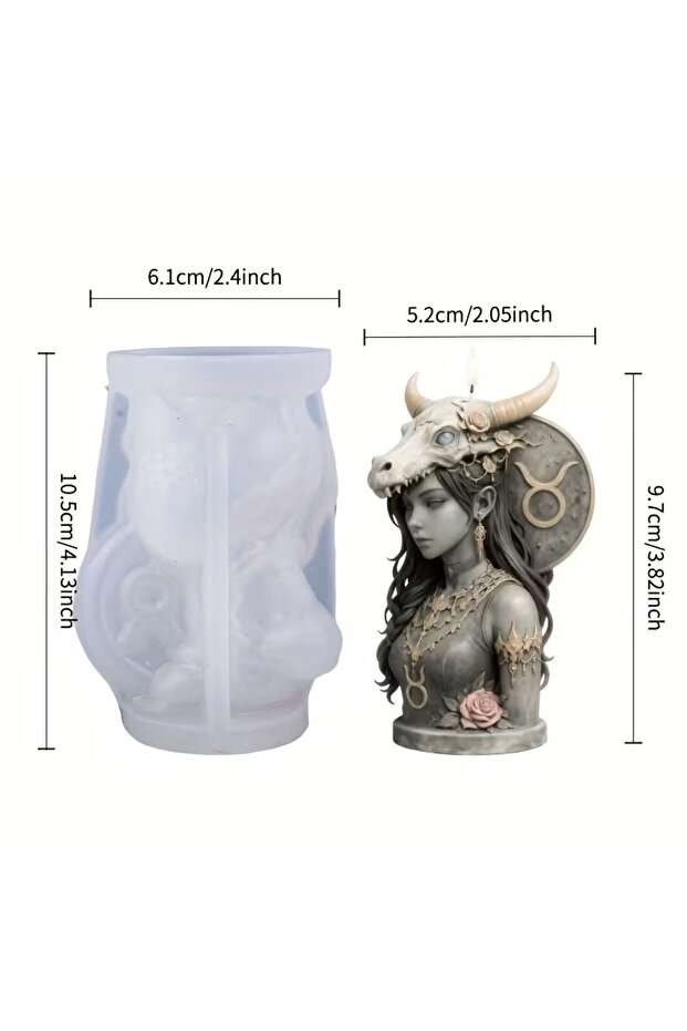 Taurus Warrior Fantasy Taurus Warrior Candle Mold, exquisitely decorated candle/resin/plaster crafts