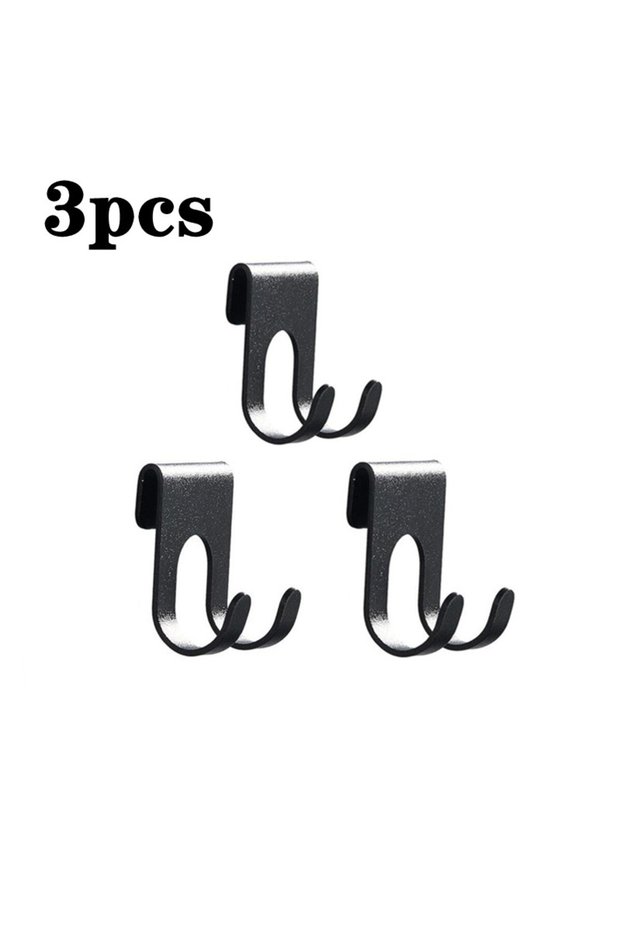 5.5X4cm Black-3pcs 1/3pcs Aluminum Hook Shower Glass Door Hook Free Hole Towel Rack Hanger Key Organ